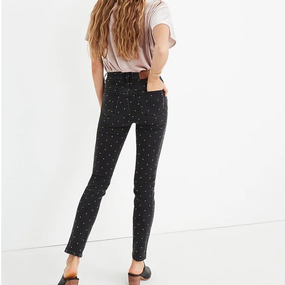 Madewell 10" High-Rise Skinny Jeans Metallic Dot Edition EUC - Picture 4 of 7